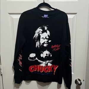 Chucky Black Graphic Long Sleeve Men's Shirt
